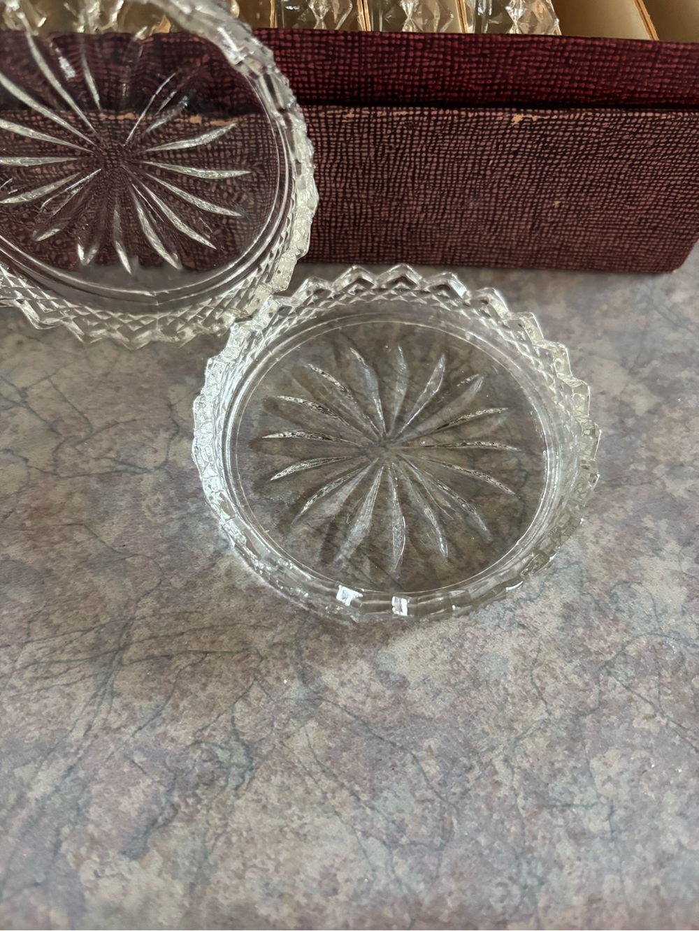 Vintage Round Crystal Coasters Box Set - 12 - Round Coasters - Trinket Dish - Picture 9 of 14